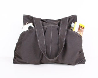 Gray handbag / Tote bag / Everyday bag /Shoulder Bag /Diaper bag ,large, 10 pockets