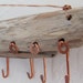 Driftwood Hanging Jewelry Sculpture Art form Display, Copper Hook Display, Key Rack.