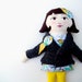 Fabric Doll Brunette Yellow and Grey