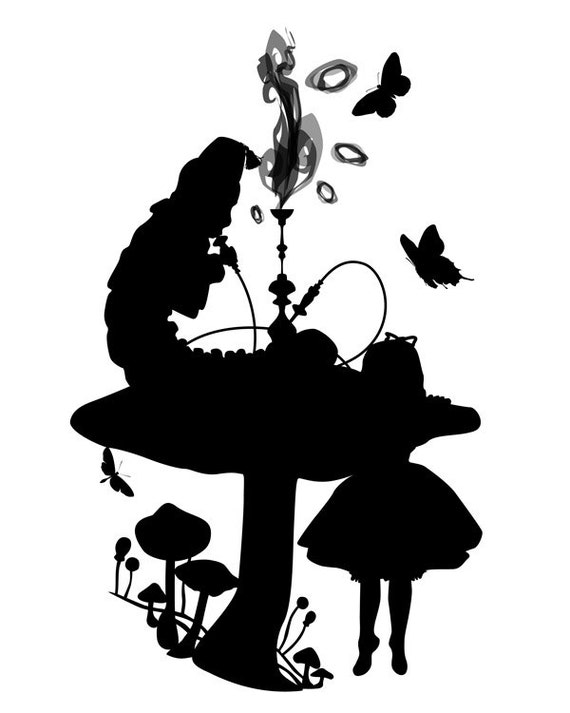 alice in wonderland black and white clipart - photo #28