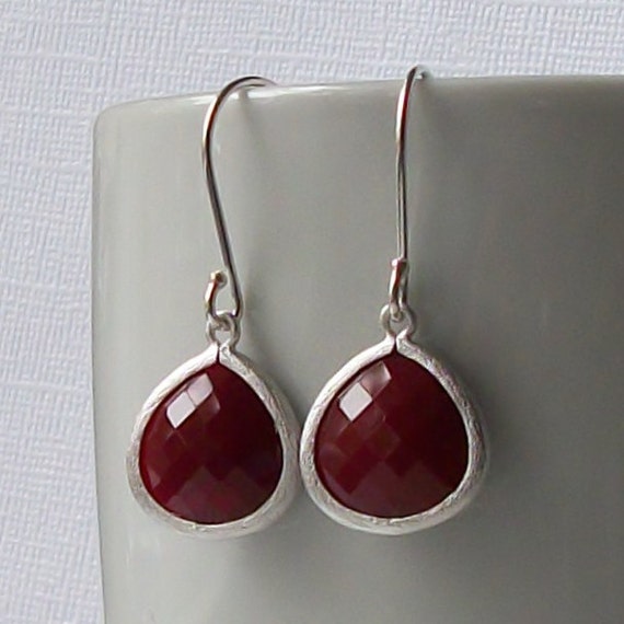 Items similar to Red Wine Crystal Drop Earrings on Etsy