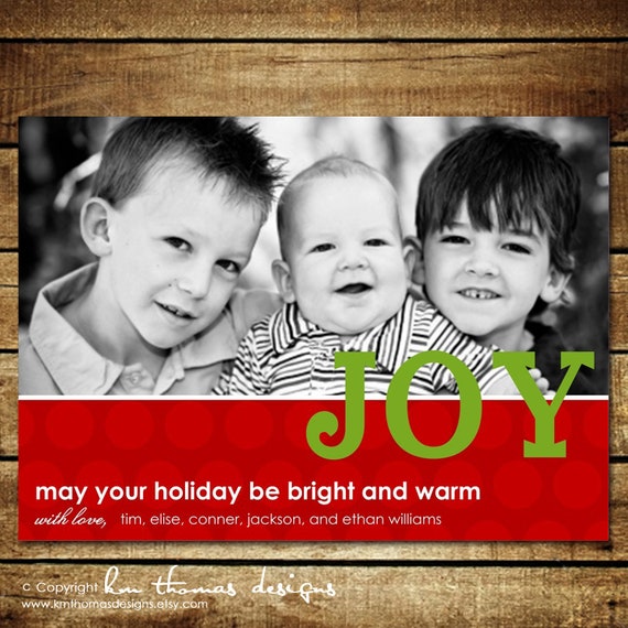JOY...Custom Holiday Photo Card...by KM Thomas Designs Il_570xn