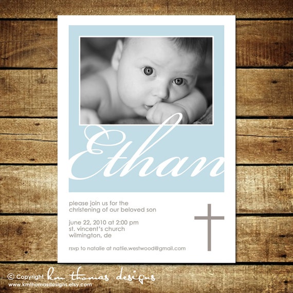 BLESSED ...Custom Printable Baptism or Christening Invitation...by KM Thomas Designs Il_570xn
