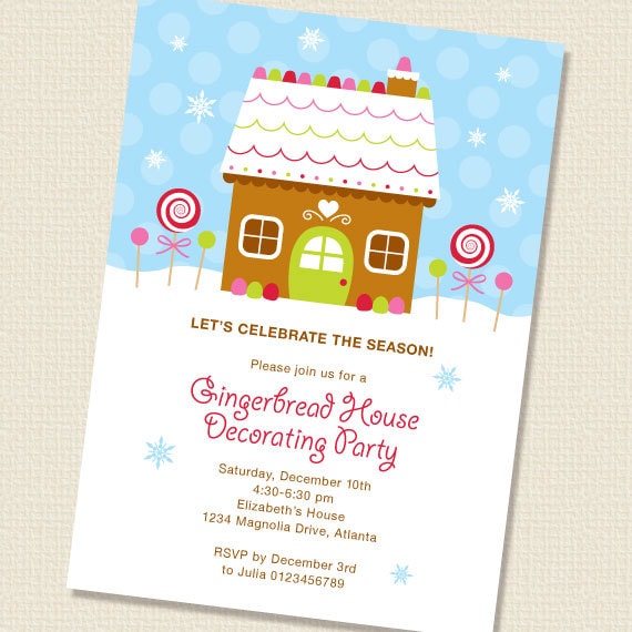 Gingerbread House Decorating Party Invitation Wording 9