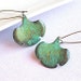 Verdigris Ginkgo Leaf Earrings - Brass
