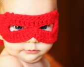 crocheted red superhero mask for infants by yourmomdesigns(rts)