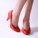 Vintage 1940s Red Satin Baby Doll Heels Pin Up Girl Perfection Size 8.5 B