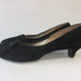 Vintage 1950s Heels // The Clever Kitten Black Suede Short Heeled Shoes Size 11 B