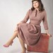 Vintage 1950s Dress - Nubby Pink and Gray Nipped Waist New Look Dress