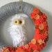 Owl Wreath, Autumn Wreath, Halloween Wreath, Yarn and Felt Wreath - 14 inch size