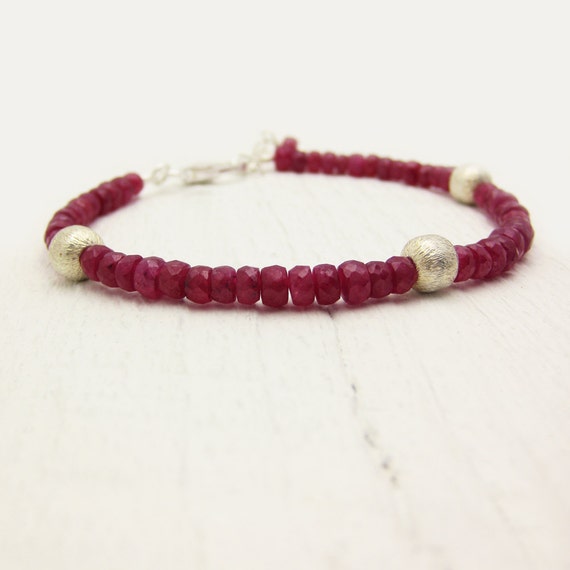 Faceted Ruby Bracelet Genuine Ruby Bracelet Israeli Cut