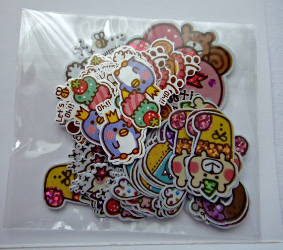 Cute Animals Japanese Sticker Flakes Set Pig Squirrel