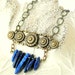 Lapis Necklace, Gemstone Jewelry, Blue Jewelry, Fan Necklace, Lapis Lazuli, Art Nouveau, Brass Jewelry