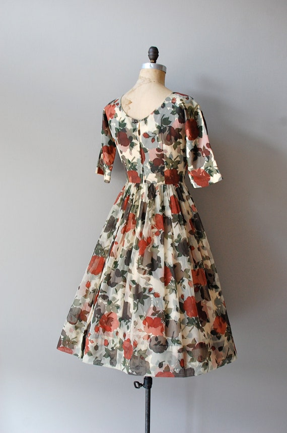 r e s e r v e d...1950s dress / chiffon 50s dress / floral