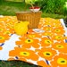 Picnic Blanket - Orange MARIMEKKO Poppies Flowers - Mod Outdoors Family Beach Blanket (Last One)
