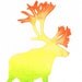 Rainbow Caribou 2 Silhouette Ombre Watercolor - Orange Yellow Green, 5 x 7