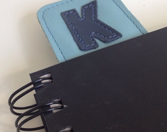 Custom Color and Personalized Leather Bookmark Monogrammed with Letter Initial - choose your colors and letter, made to order