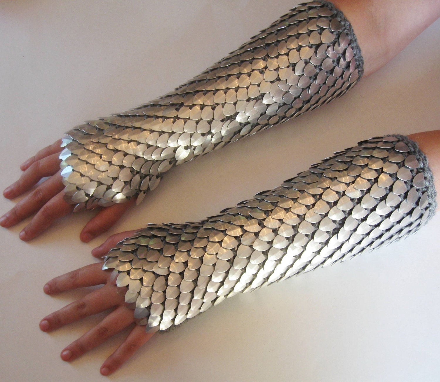 Dragon Scale Gauntlets knitted Armor custom Dragonhide for