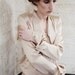 SAMPLE SALE Lois Nude Silk Satin Long Sleeve Shirt Dress