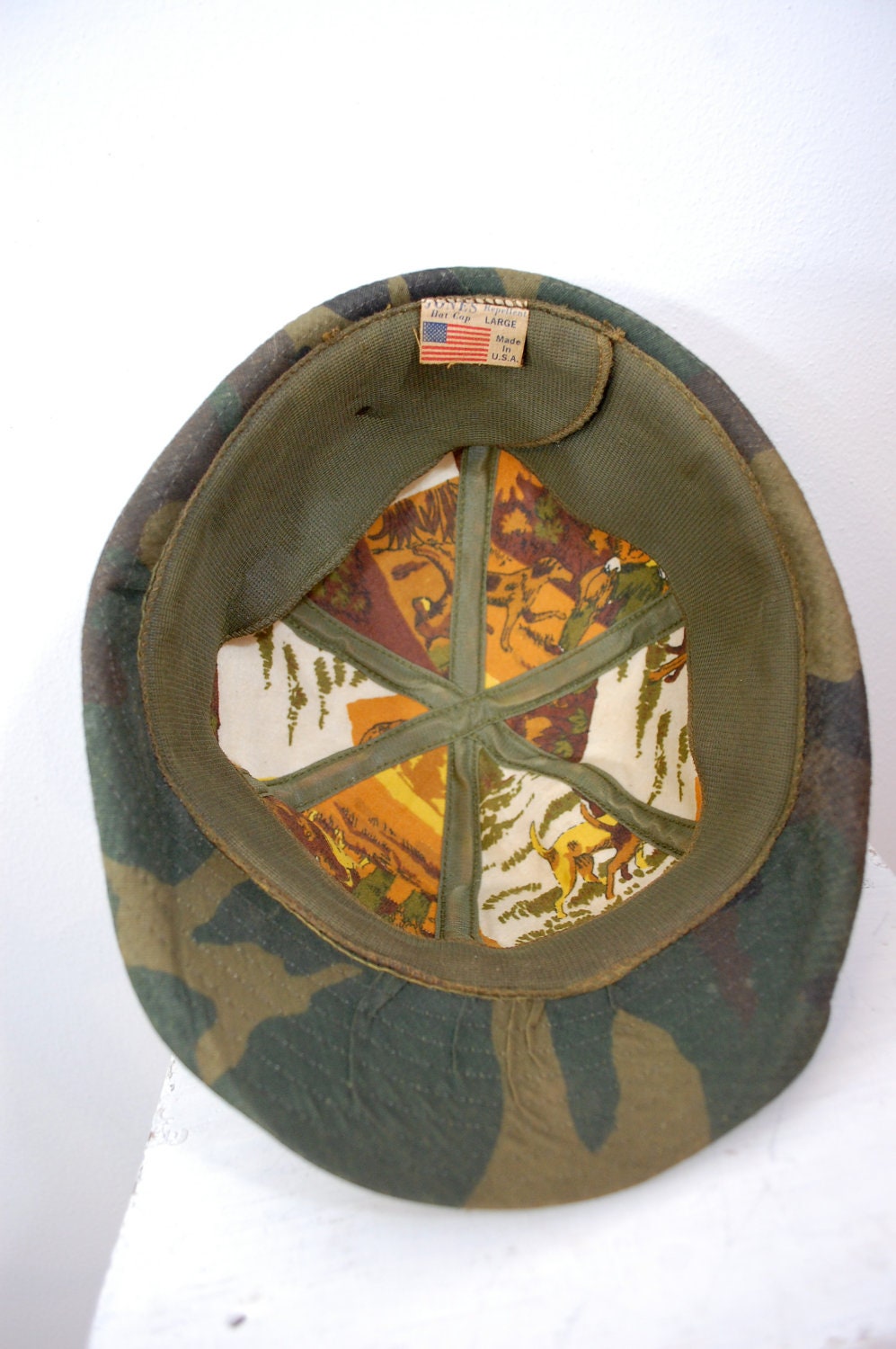 Vintage JONES Hat Cap hunters camouflage Made In USA