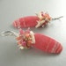 Pink Gemstone Cluster Earrings, Rhodochrosite, and Coral Cluster Summer Earrings