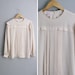 vintage '80s cream SQUARE DOT print PLEATED long sleeve blouse. size m l xl.