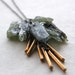 Green Kyanite Necklace, Rough Cut Gem Blade Necklace, Brass Fringe Necklace, Rustic Stone Pendant Necklace