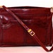 30buckSALE - Vintage Purse - Maroon Burgundy Brown Shoulder Strap Bag - Fits iPad - Unique Gold Hardware and Mirror Attached