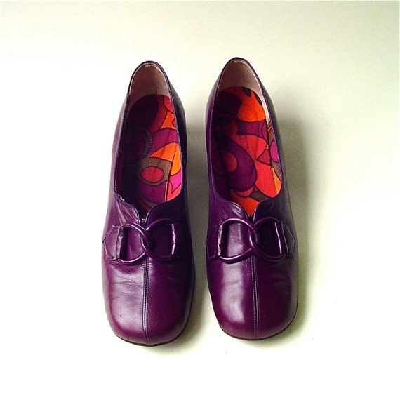 60s vintage Mod Purple Leather Shoes