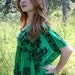 RESERVED - 70's Green Ethnic Flutter Sleeved Boho Hippie Top