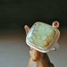 Variscite Ring, Rose Cut Hessonite Garnet, Green Stone Ring, Handmade Silver Jewelry, Rustic, Elegant