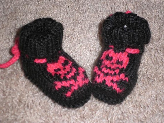 Black Skully Booties (choose your accent color!)