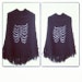 Witchy Woman Skeleton Ribcage loose knit poncho sweater black white hand stenciled OOAK upcycled fits up to XL Halloween Day of the Dead