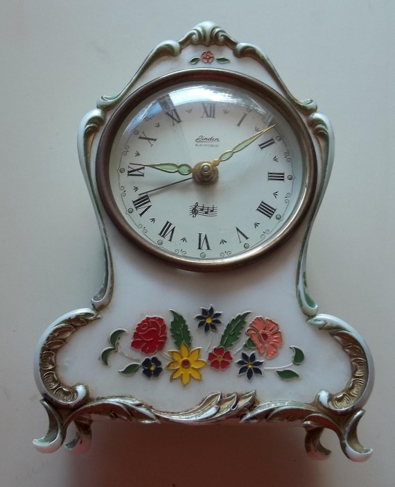 Vintage Linden Black Forest Windup Musical Alarm Clock Made