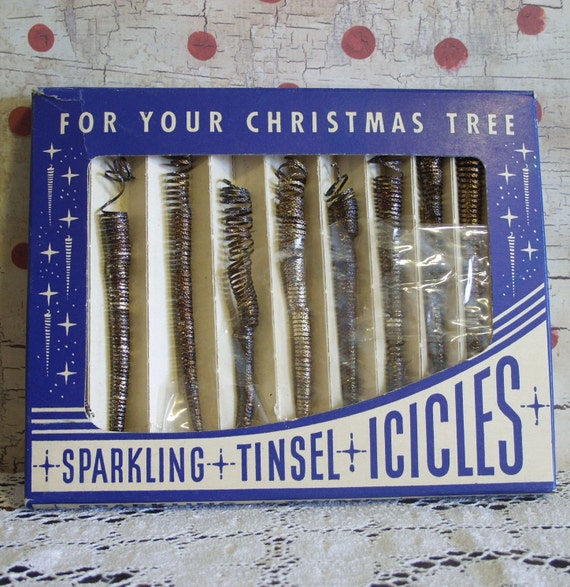 Vintage Sparkling Spiral Metal Tinsel Icicles by TinselandTrinkets