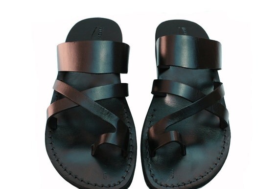 Black Bath Leather Sandals by SANDALI on Etsy
