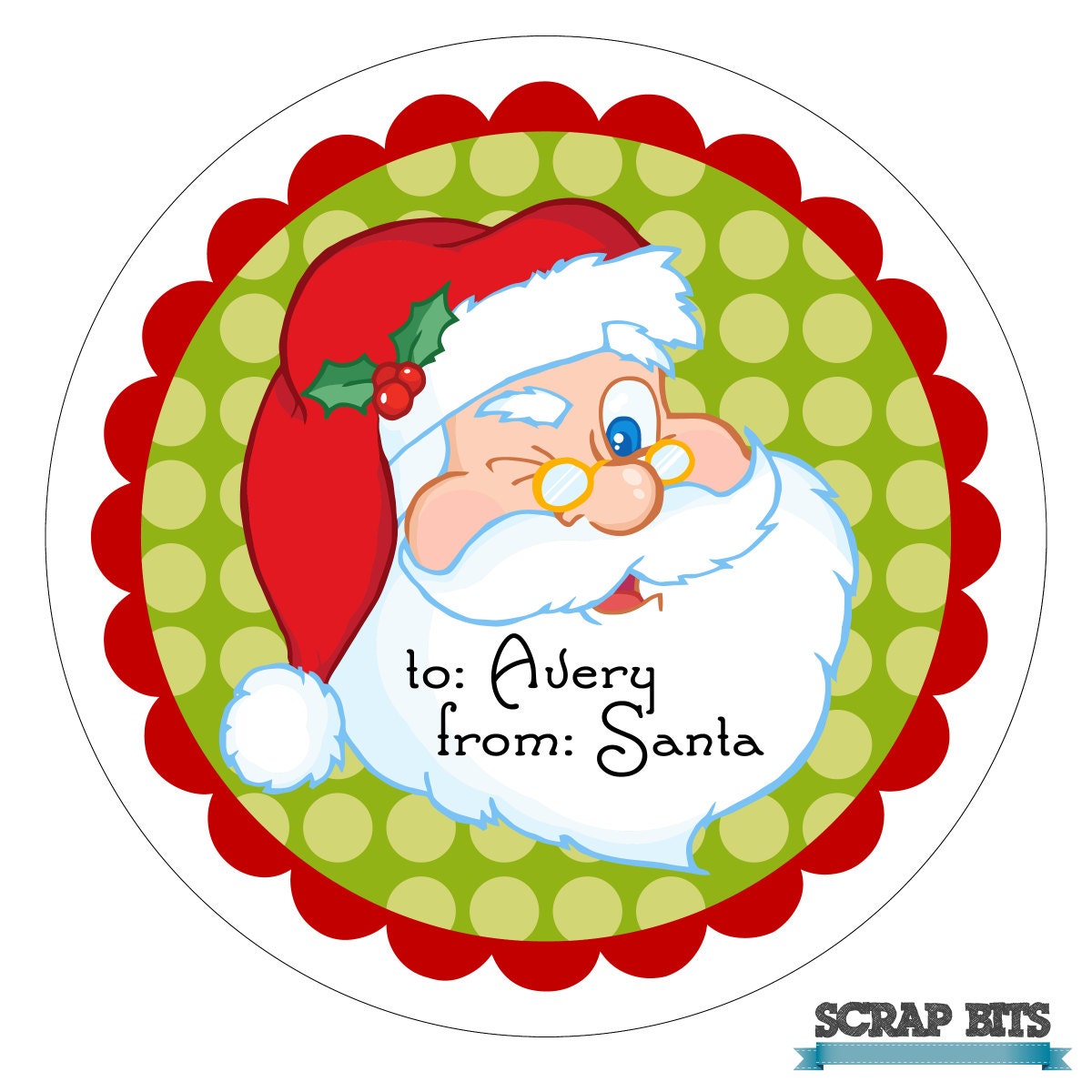 From Santa wink Personalized Christmas Stickers Labels or