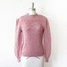 pointelle pink sweater / vintage 1970s mauve sweater / puff sleeve sweater