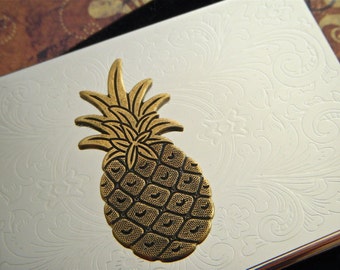 Pineapple Business Card Case Gothic Victorian Tropical Tiki Vintage Inspired Style Slim Card Holder
