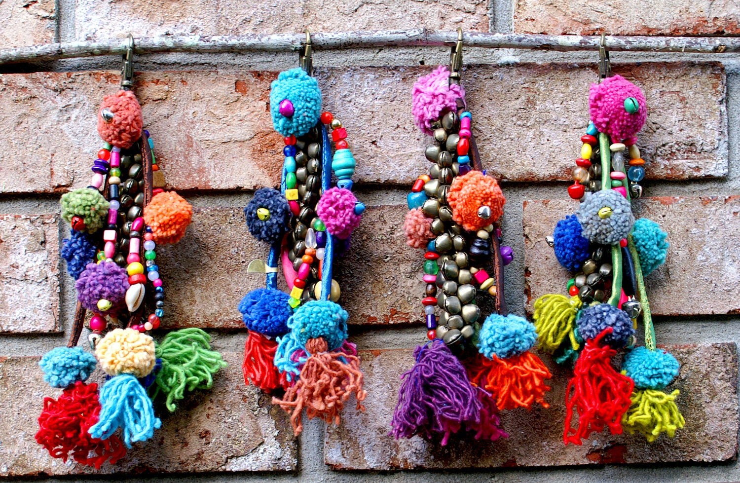 silk for tassels Pom from Colorful Keychain Bells: Pom made NatureBeads by Shaman