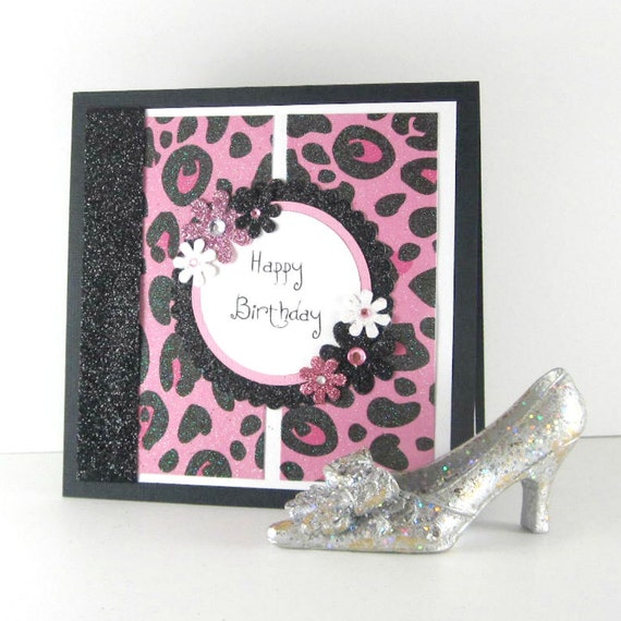 Birthday card Chic leopard cheetah printfor woman women