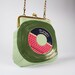 Clutch bag - Records in ambrosia - metal frame purse with shoulder strap