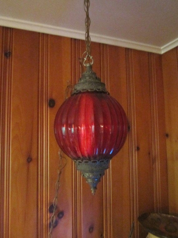 Vintage 60s 70s Modern Red Glass Hanging Swag Light Lamp   Il 570xN.369126795 Tvla 