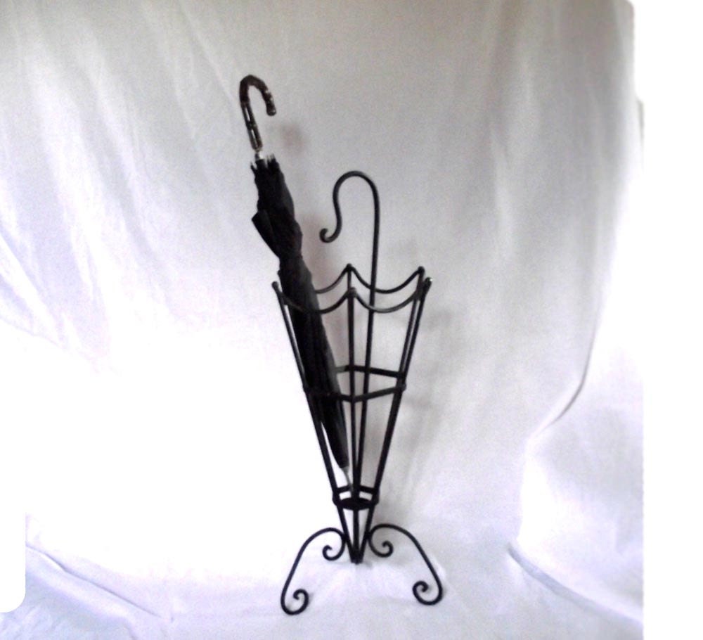 Umbrella Stand. Vintage 80s Wrought Iron Umbrella Stand