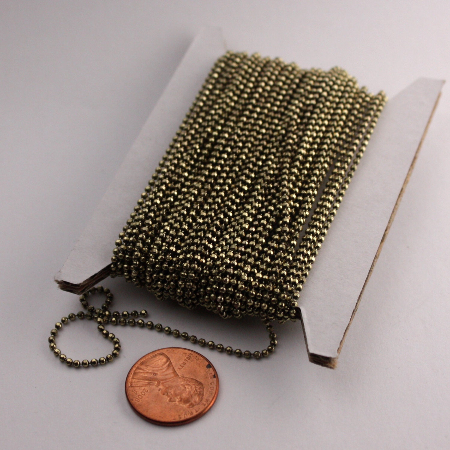 Raw Brass facet BALL Chain 10 ft. spool of Bulk Ball chain