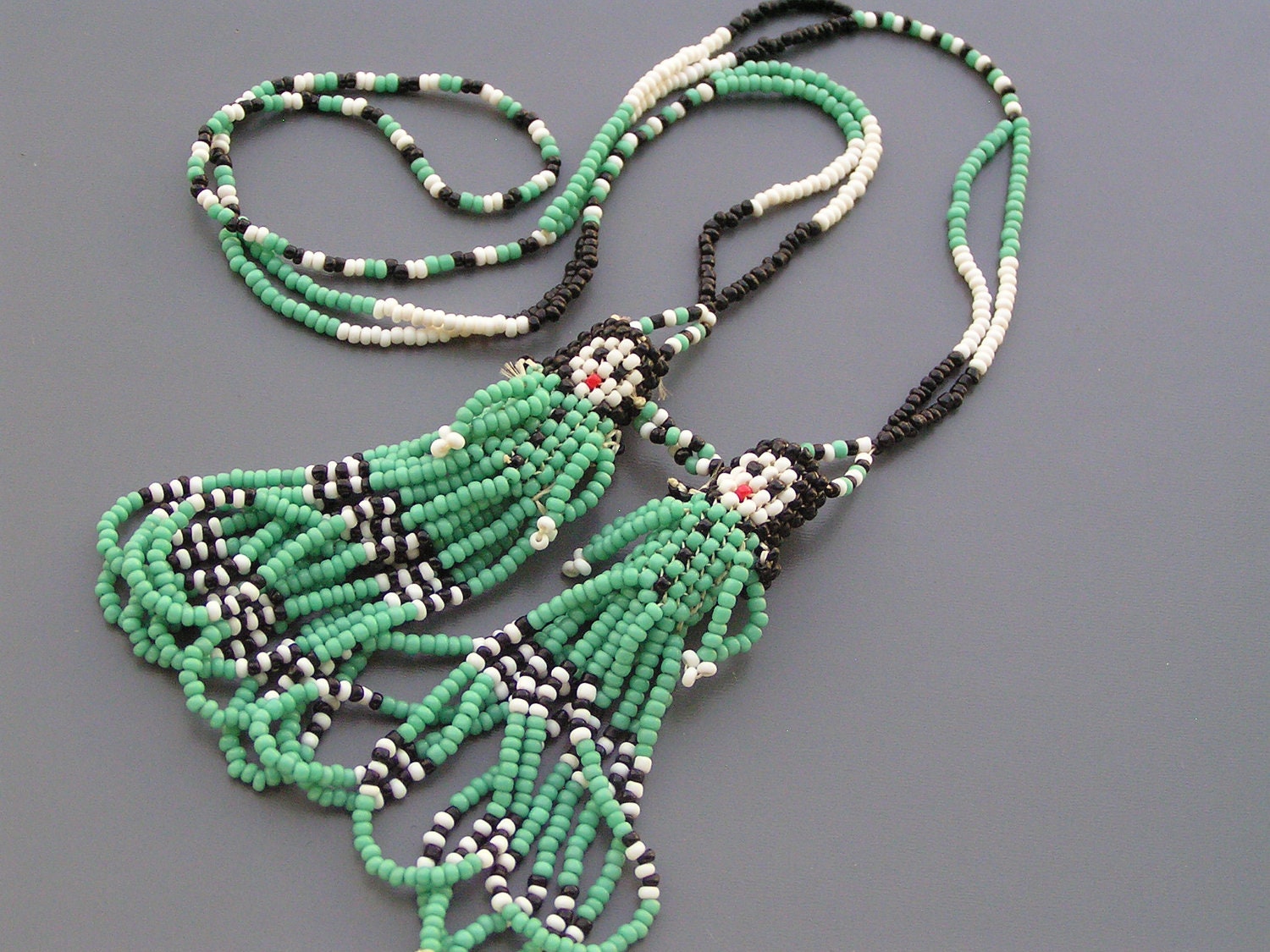 Vintage Native American Style Seed Glass Beaded Doll Necklace