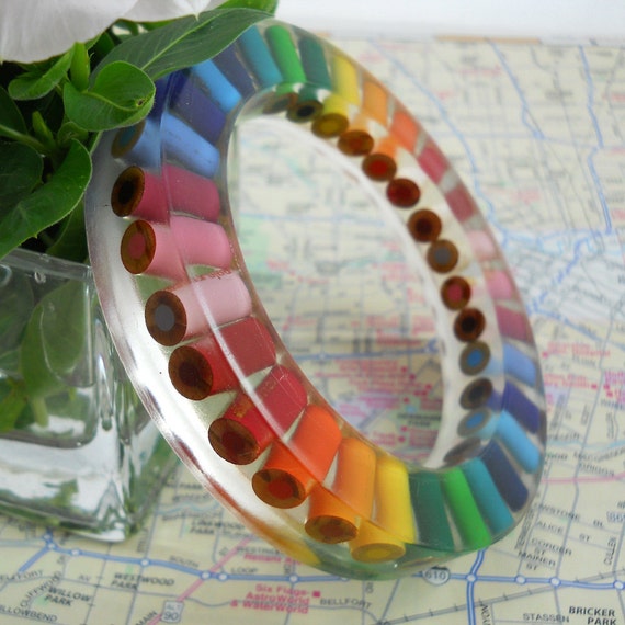 Resin Bangle Bracelet Colored Pencil Chunky Bangle by miceart