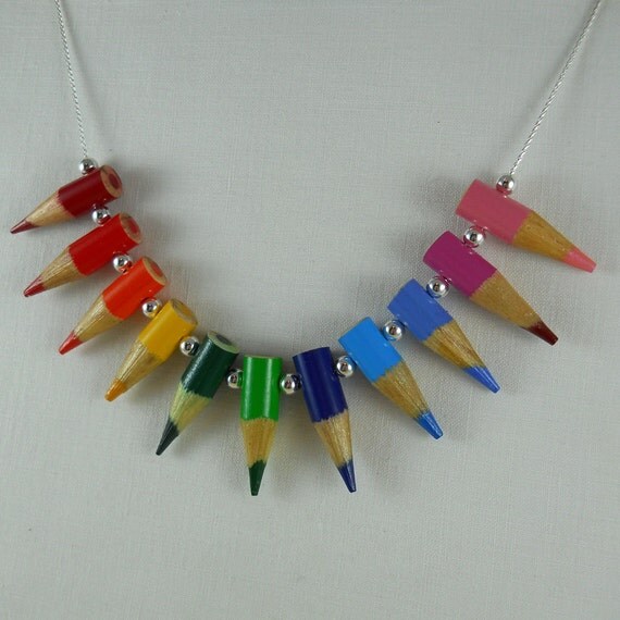 Colored Pencil Necklace Jewelry Beaded Necklace by miceart