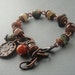 SALE, Artisan Jewelry, Agate, Handmade Copper Charm, Czech Glass Beads, Wirewrapped Bracelet, Sundance Style