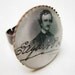 Edgar A. Poe Signature Ring, inch round under resin, ox brass adjustable ring base